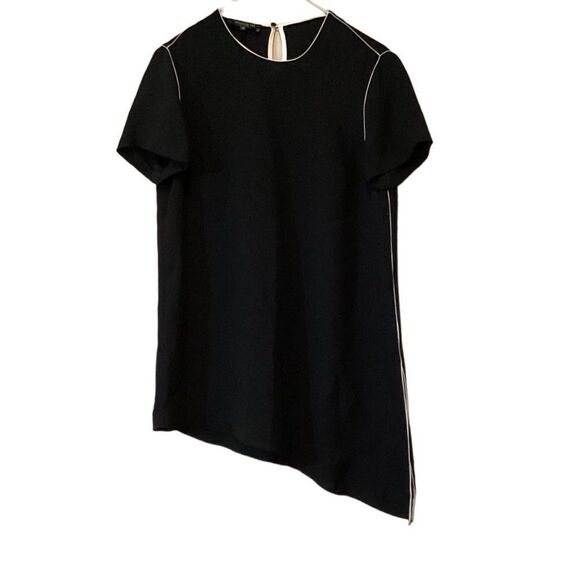 Lafayette 148 New York Silk Black Long Tunic Asymmetrical Sz M Medium - Picture 7 of 11